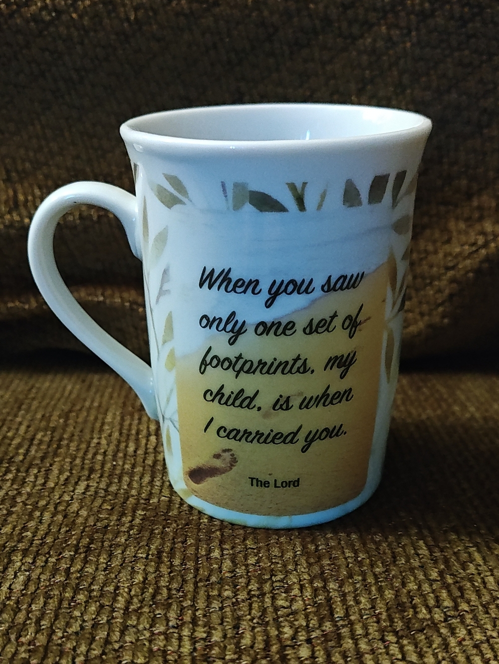 Inspirational Footprints Ceramic Coffee Mug - White and Cream